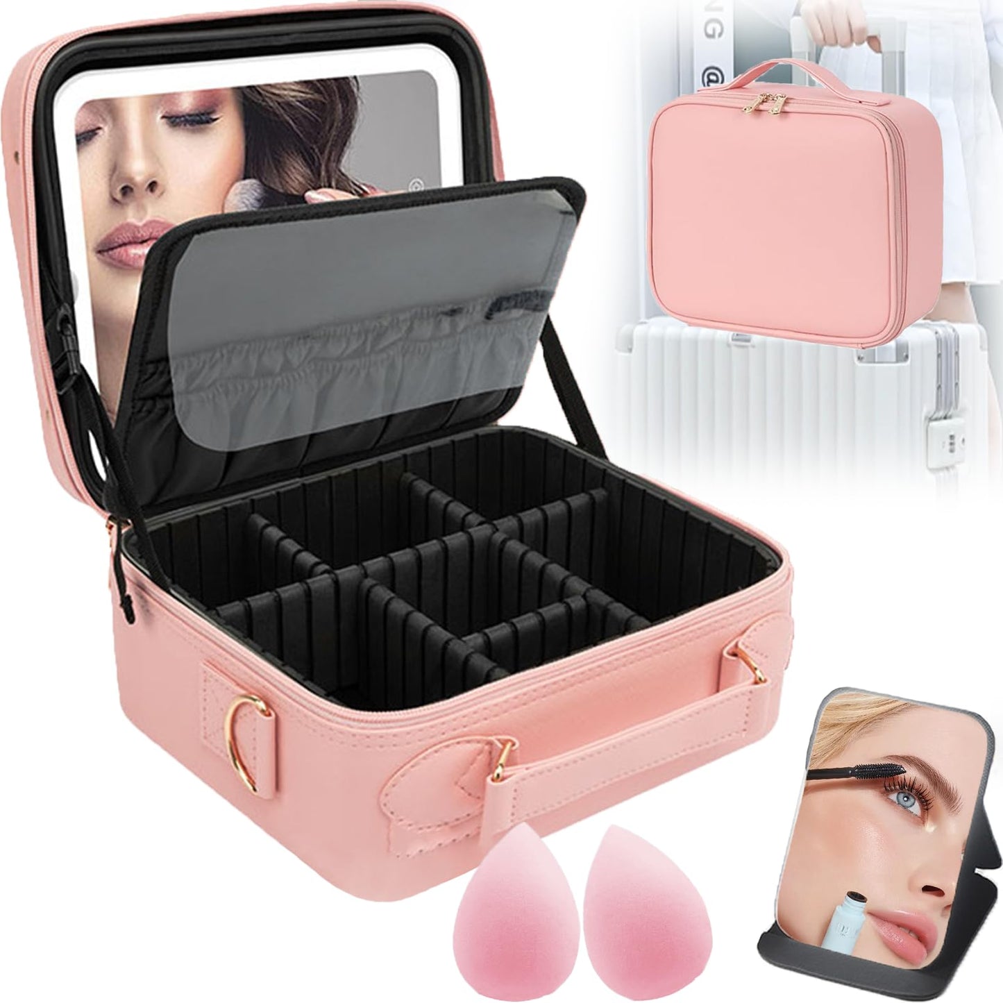 COSMETIQUERA CON ESPEJO LED