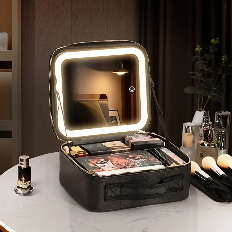 COSMETIQUERA CON ESPEJO LED